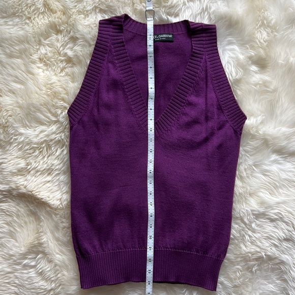 VTG D&G Cashmere Silk Sleeveless Deep V-Neck Top Shirt Knit Sweater Y2K Womens M - Picture 13 of 16